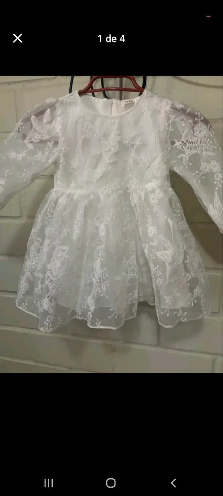 Vestido blanco de encaje para bebé Shein - 1