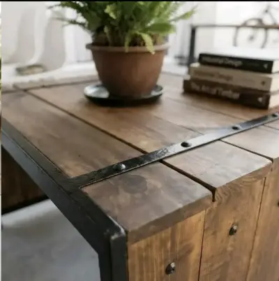 Mesa de Centro Rústica de Madera y Metal - miniatura 6