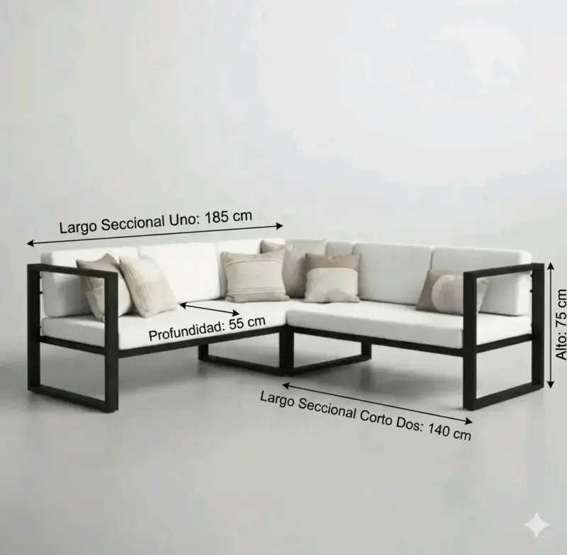 Sofá seccional de jardín con cojines crema - 2