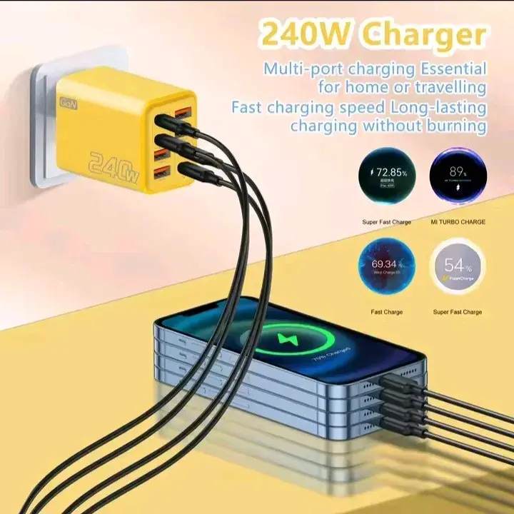 Cargador rápido 240W con 4 puertos USB y 4 PD - 2