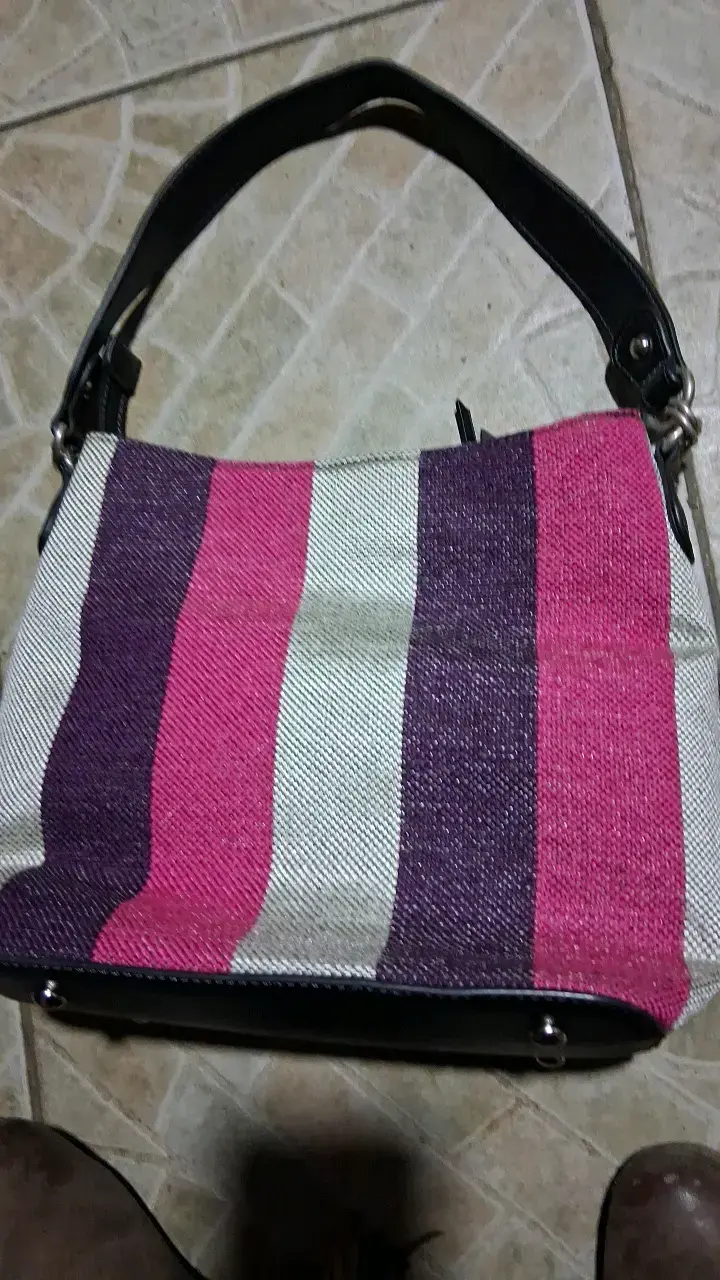 Bolso de mano rayado multicolor con cierre - 3