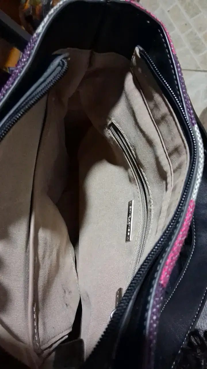Bolso de mano rayado multicolor con cierre - 5