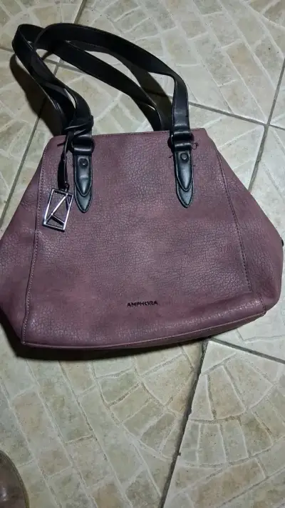 Cartera Amphora color burdeos con asas negras - miniatura 1