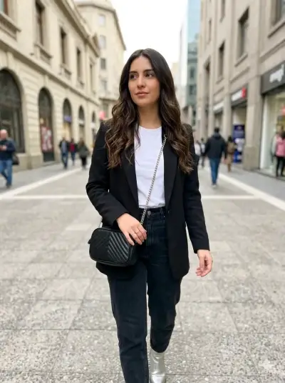 Cartera /riñonera negra con correa de cadena - miniatura 3