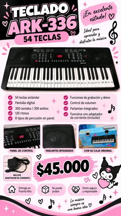 Teclado ARK-336 de 54 teclas en excelente estado - miniatura 1