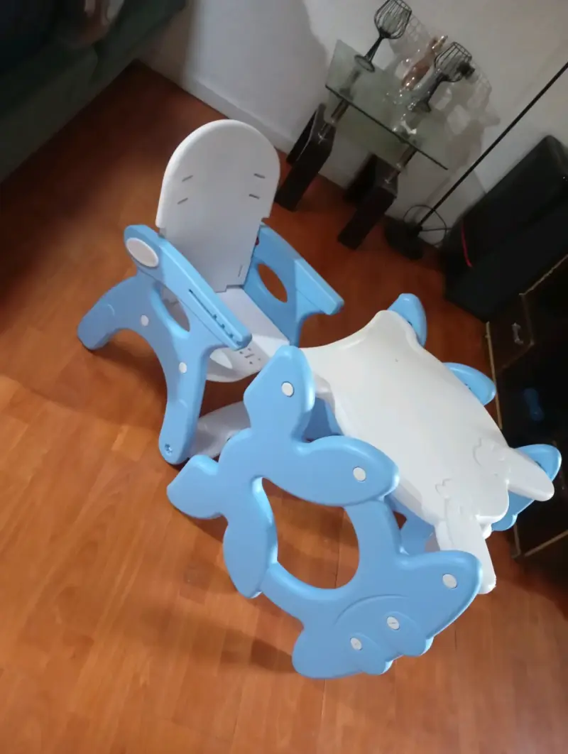 Mesa y silla infantil plegable azul - 2