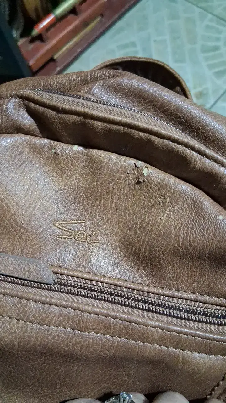 Mochila de cuero marrón Sei con bolsillos - 3