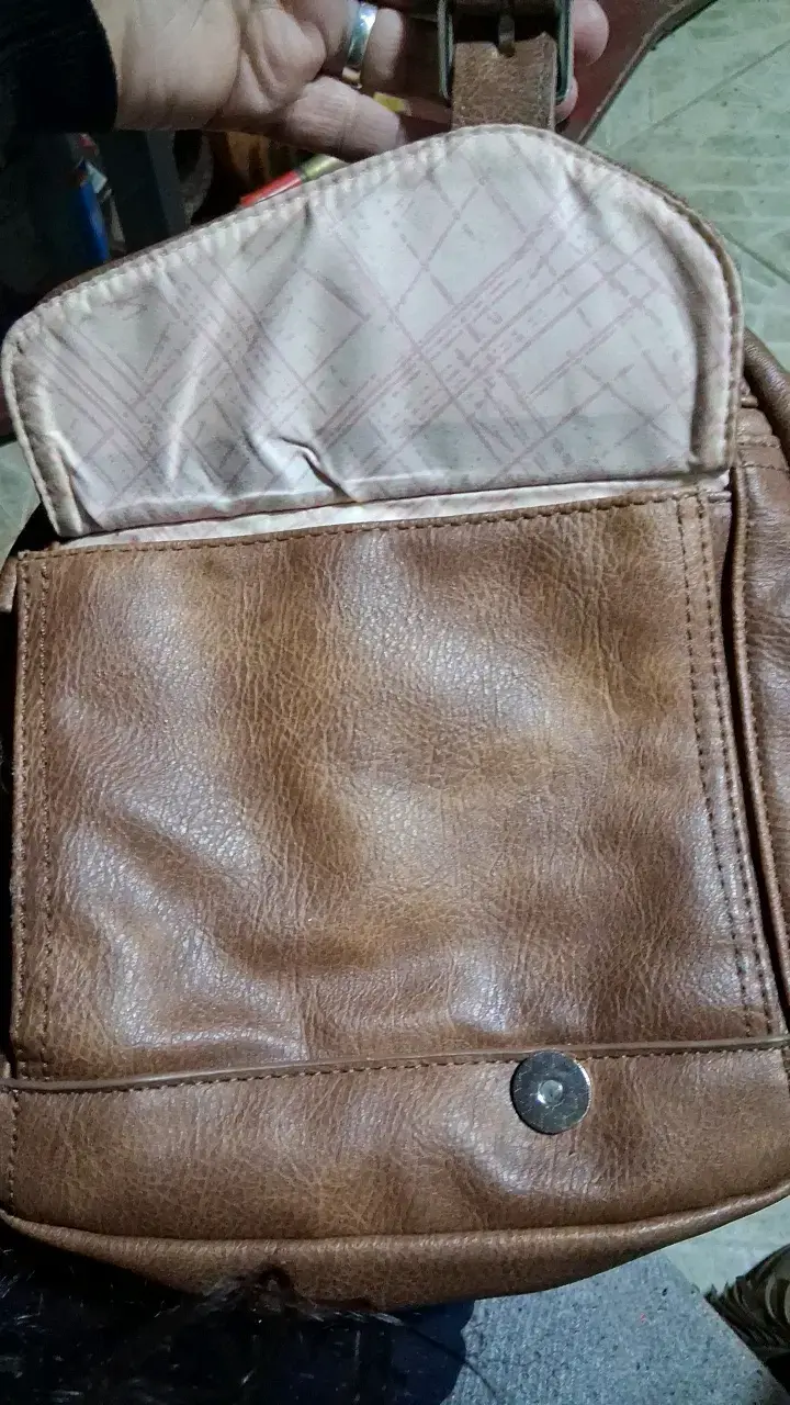 Mochila de cuero marrón Sei con bolsillos - 5