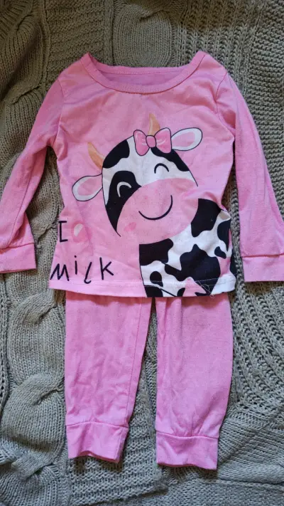 Pijamas infantiles con diseño de vaca y flores 12m - miniatura 2