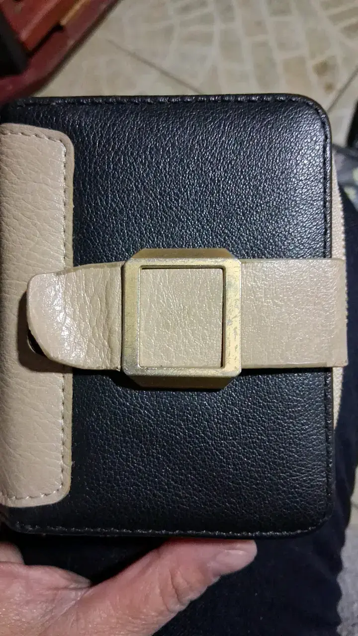 Billetera de cuero bicolor con cierre - 2