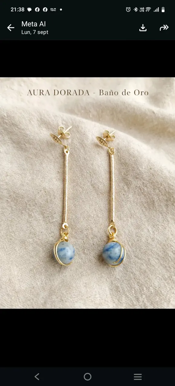 Pendientes largos Aura Dorada con baño de oro
