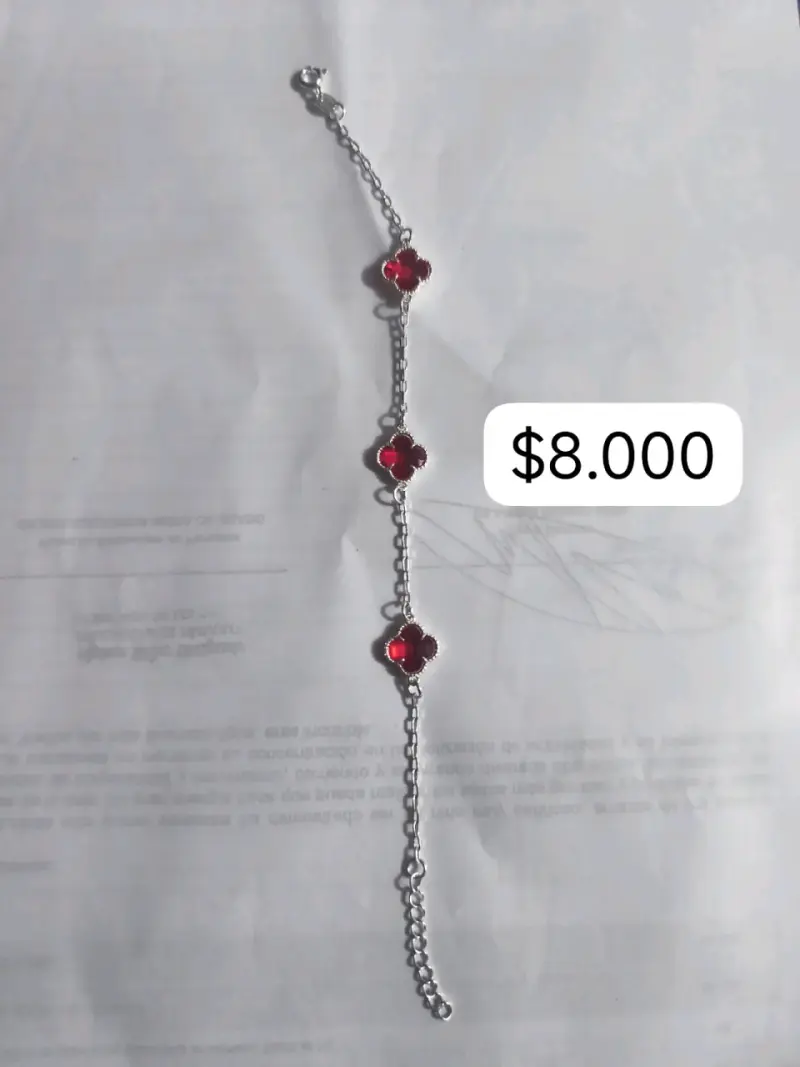 Pulsera de plata con dijes rojos