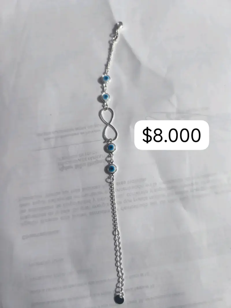 Pulsera de plata diseño de infinito y ojo turco