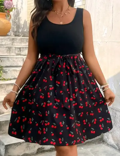 Vestido de verano con estampado de cerezas - miniatura 1