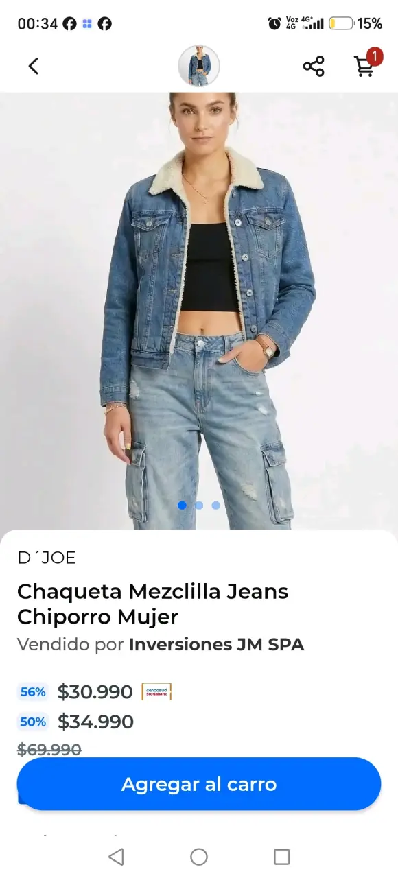 Chaqueta de Mezclilla con Chiporro para Mujer - 1