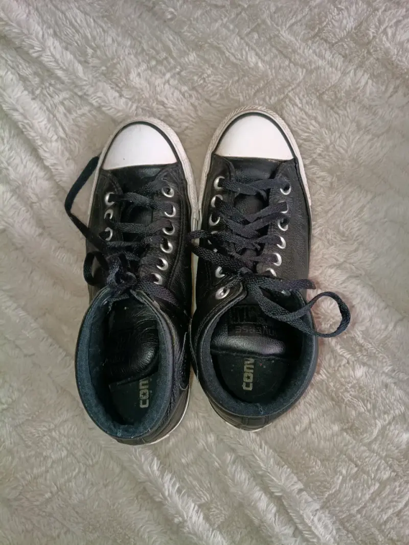 Zapatillas negras de cuero Converse All Star - 2