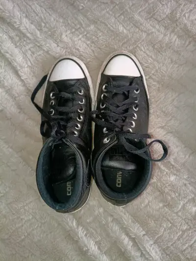 Zapatillas negras de cuero Converse All Star - miniatura 2