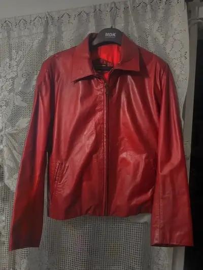Chaqueta de cuero roja- Talla M - miniatura 1