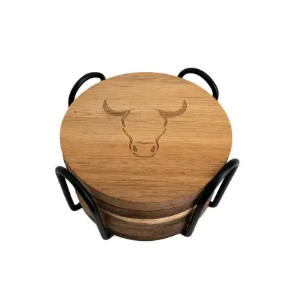 Posavasos de madera Wayu con soporte - miniatura 1
