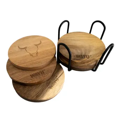Posavasos de madera Wayu con soporte - miniatura 2