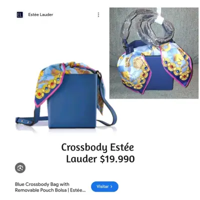 Bolso crossbody azul Estée Lauder con pañuelo - miniatura 1