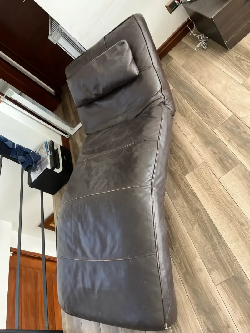 Sofá chaise longue de cuero marrón - 3