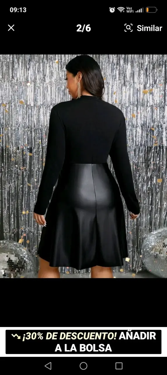 Vestido negro con cierre frontal y mangas largas - 2