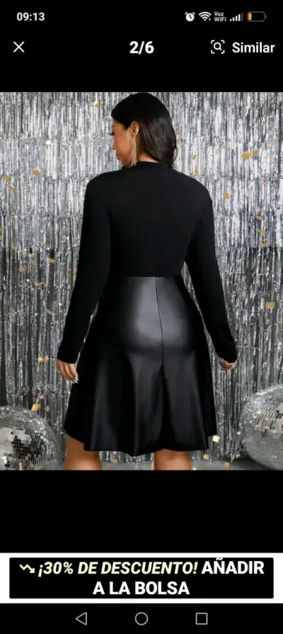 Vestido negro con cierre frontal y mangas largas - miniatura 2