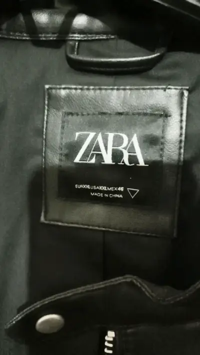 Chaqueta de cuero negra Zara para hombre - miniatura 2