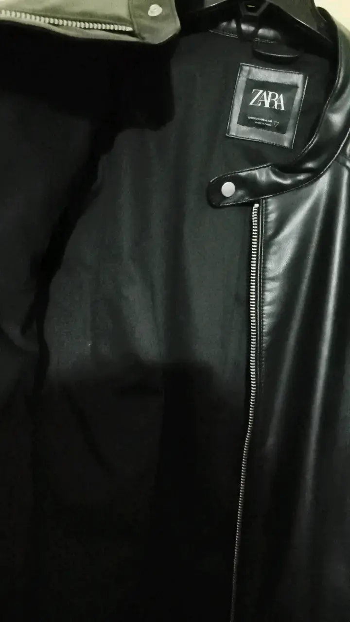 Chaqueta de cuero negra Zara para hombre - 6