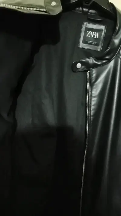Chaqueta de cuero negra Zara para hombre - miniatura 6