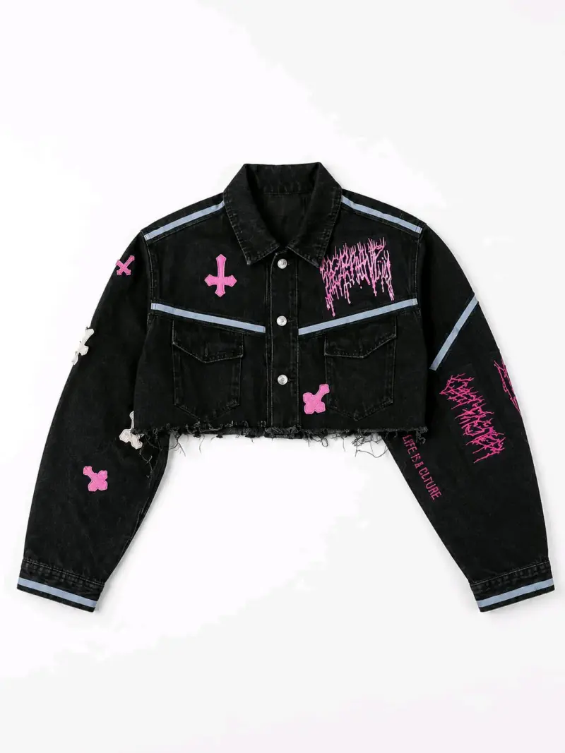 Chaqueta de mezclilla crop - 1