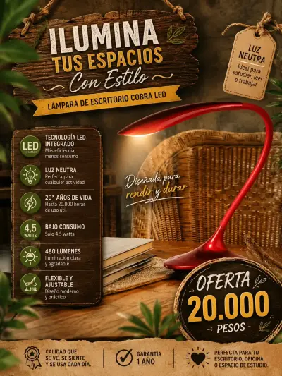 Lámpara de escritorio LED Cobra roja - miniatura 1