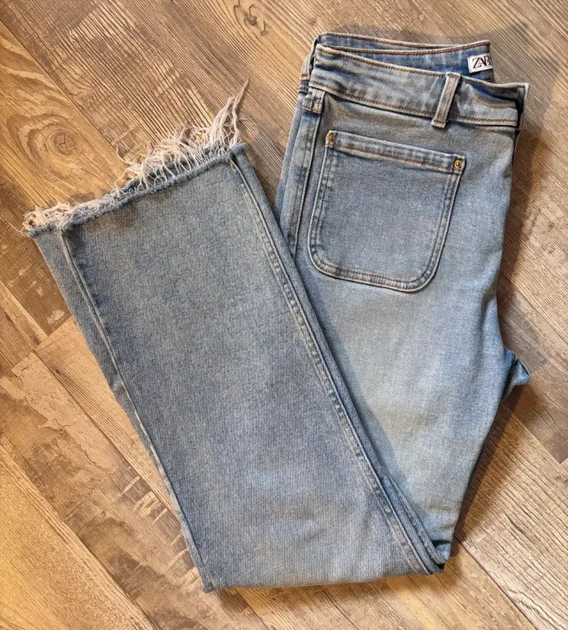 Jeans Zara flare tiro largo - 3