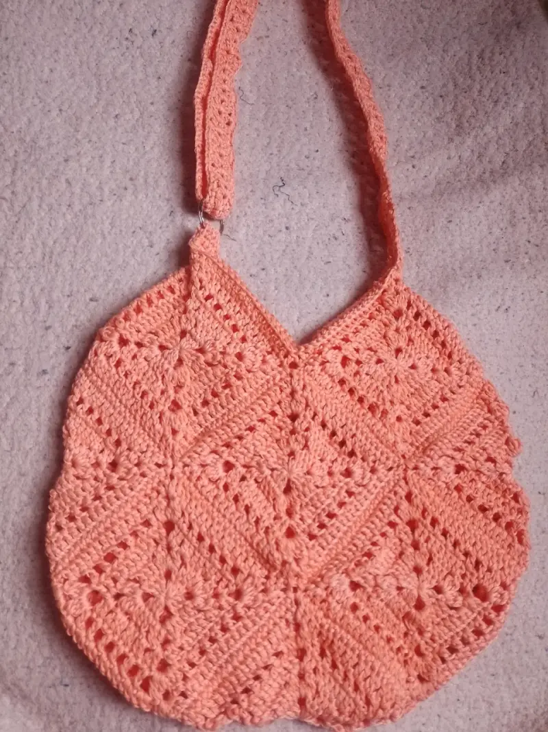 Bolso tejido a crochet damasco - 1
