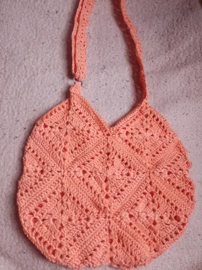 Bolso tejido a crochet damasco - miniatura 1
