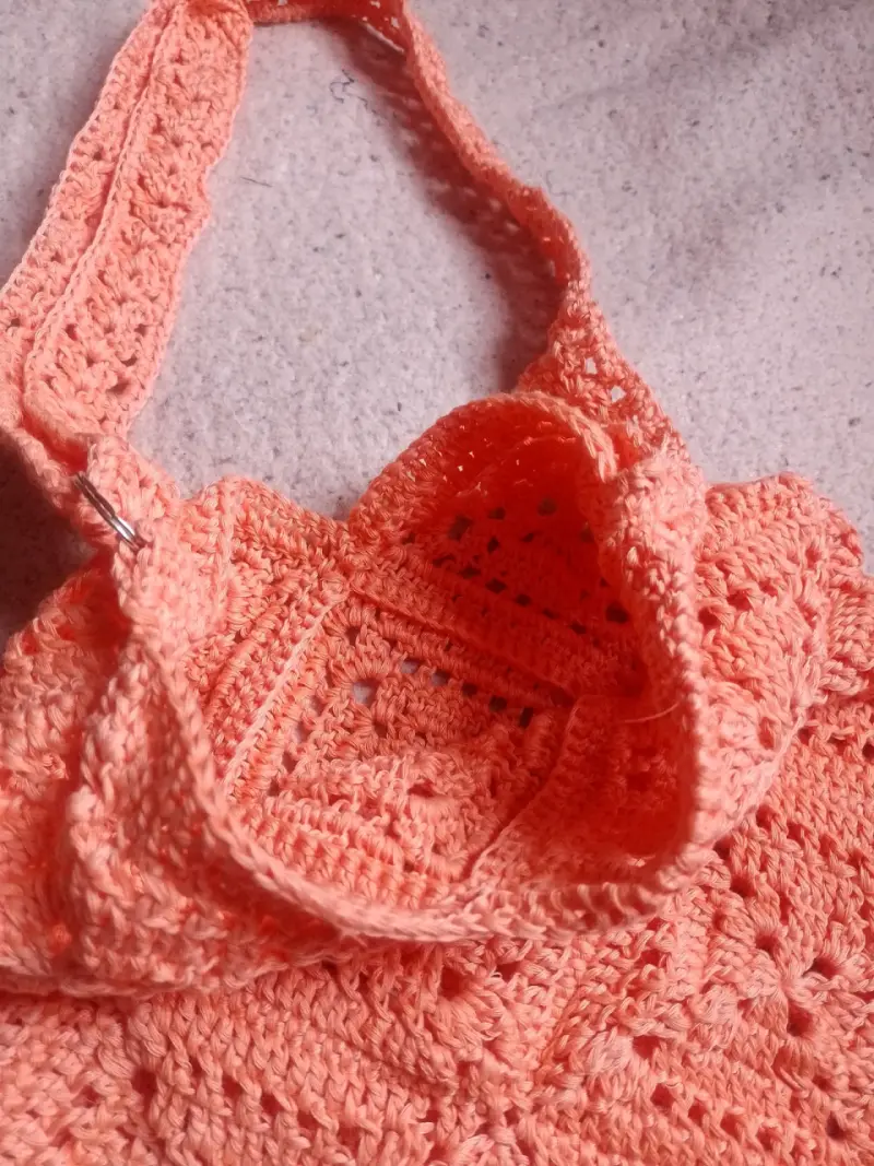 Bolso tejido a crochet damasco - 2