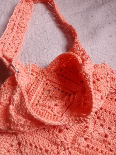 Bolso tejido a crochet damasco - miniatura 2