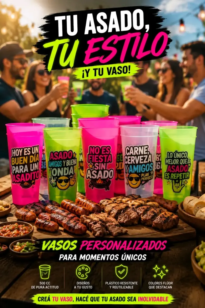 Vasos plásticos personalizados flúor 500cc - 2
