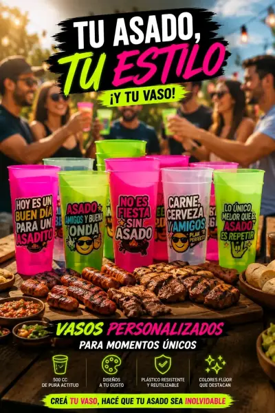 Vasos plásticos personalizados flúor 500cc - miniatura 2