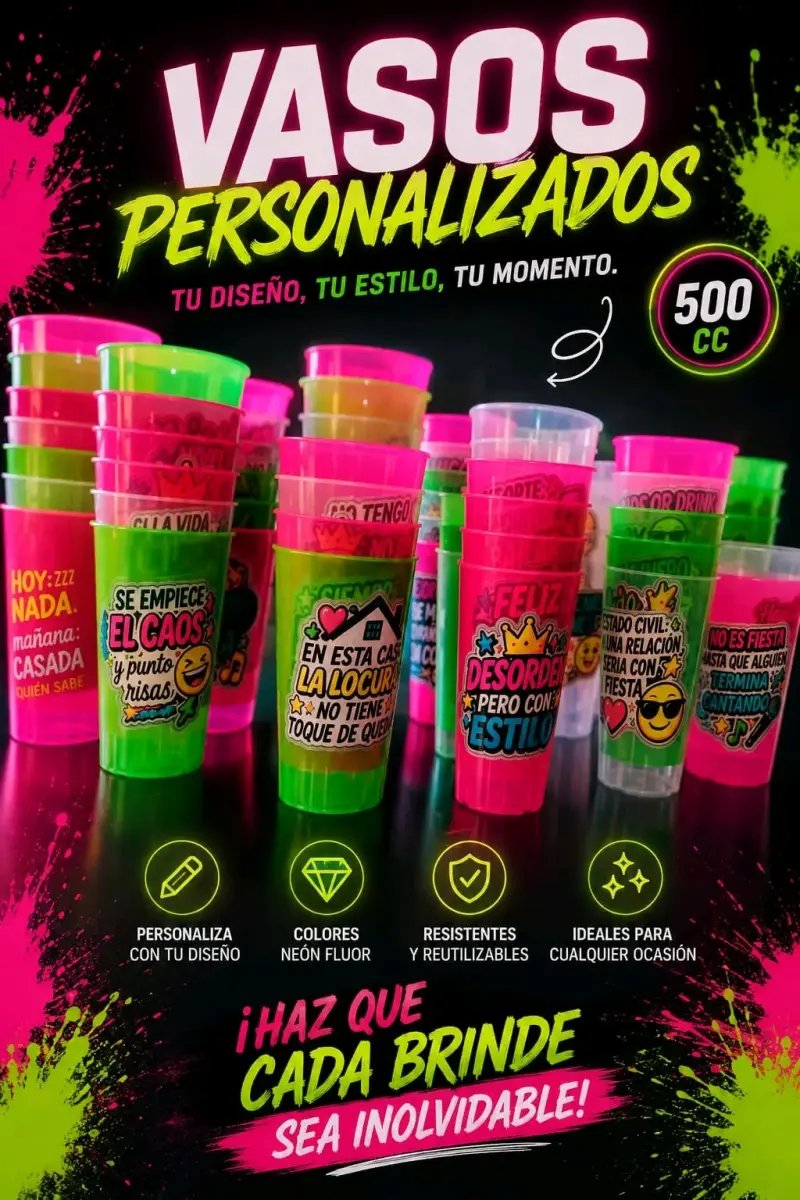 Vasos plásticos personalizados flúor 500cc - 3