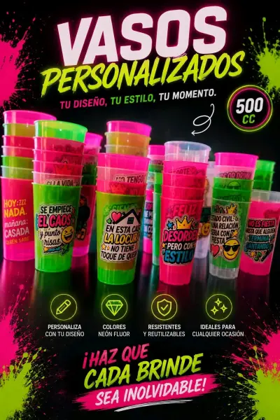 Vasos plásticos personalizados flúor 500cc - miniatura 3