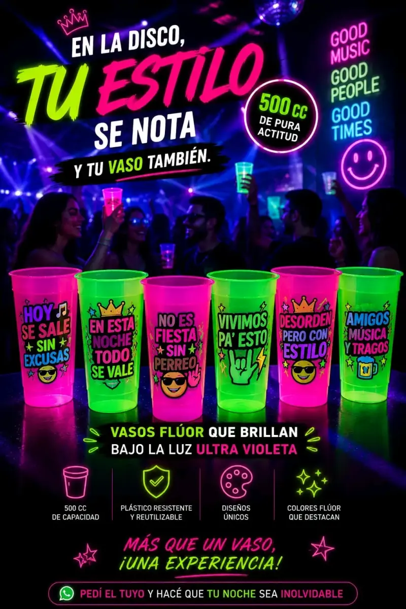 Vasos plásticos personalizados flúor 500cc - 4