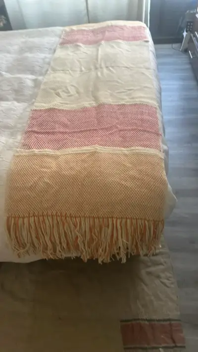 Piecera Manta tejida a mano con flecos - miniatura 1