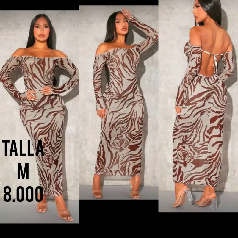 Vestido largo ajustado con estampado animal print - 3