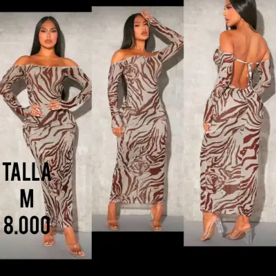 Vestido largo ajustado con estampado animal print - miniatura 3