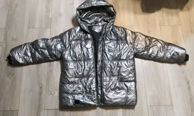 Chaqueta de invierno plateada con capucha - miniatura 2