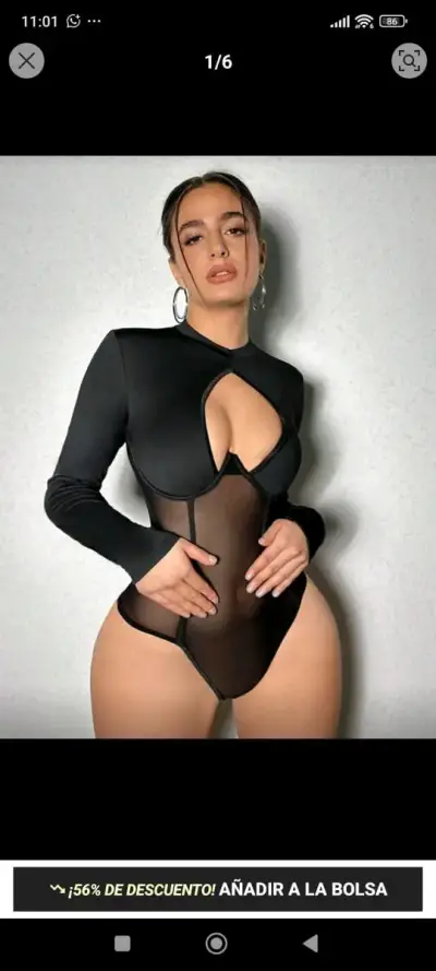 Body negro con transparencias y pantalones talla 28 - miniatura 1