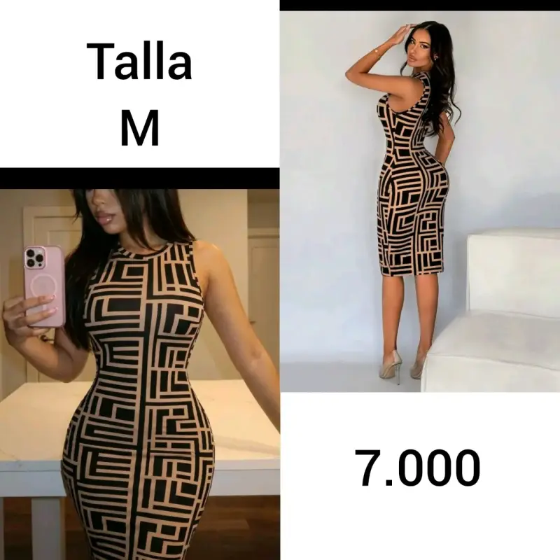 Vestido ajustado con diseño geométrico talla M - 1