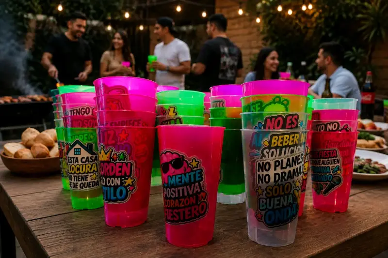 Vasos Reutilizables flour con frases divertidas - 2